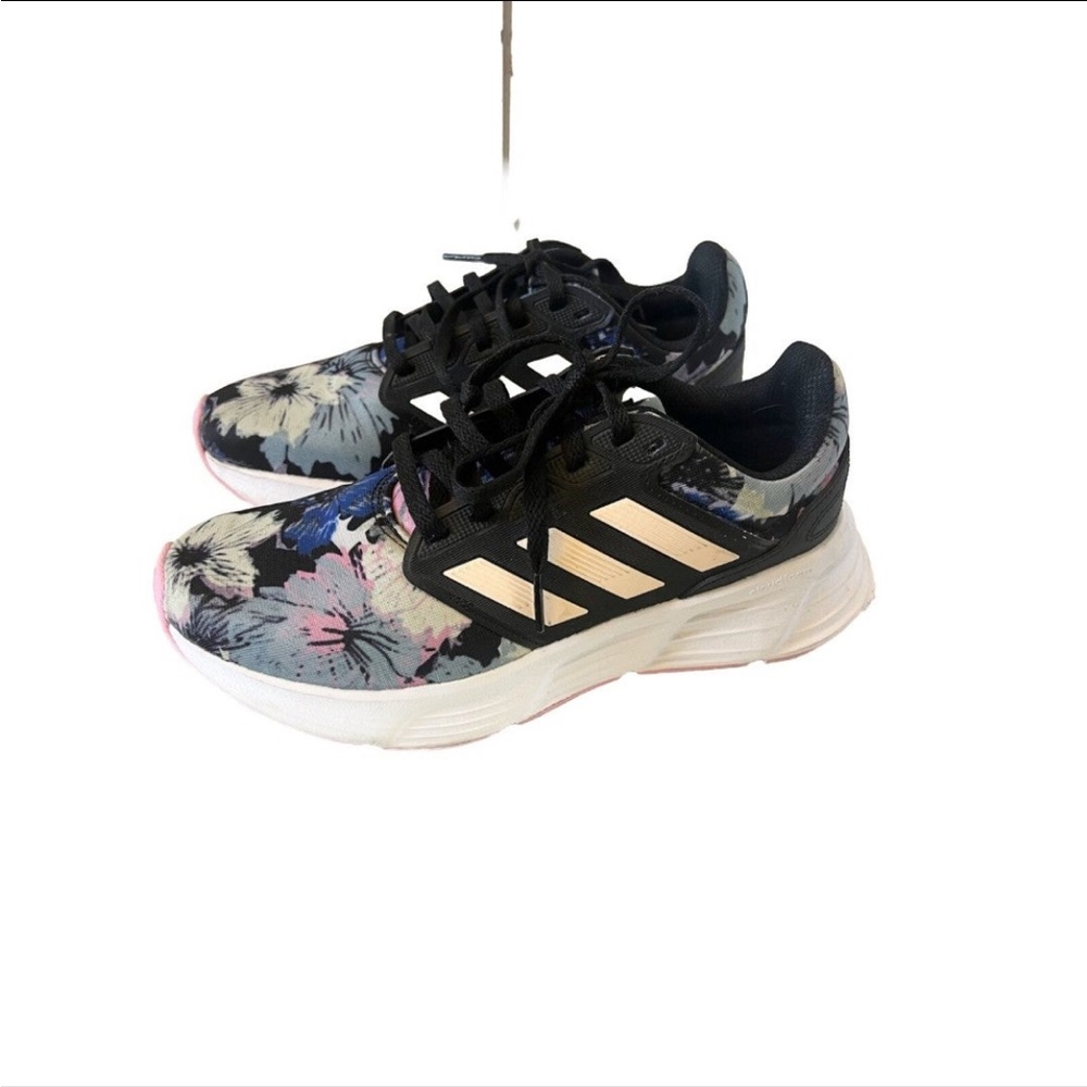 Adidas Galaxy Running Shoes- Women's Floral Black Sneakers